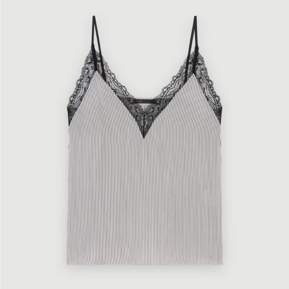 Maje Tops - MAJE STRIPED CAMISOLE WITH LACE TRIM. SIZE 2. NEVER WORN
